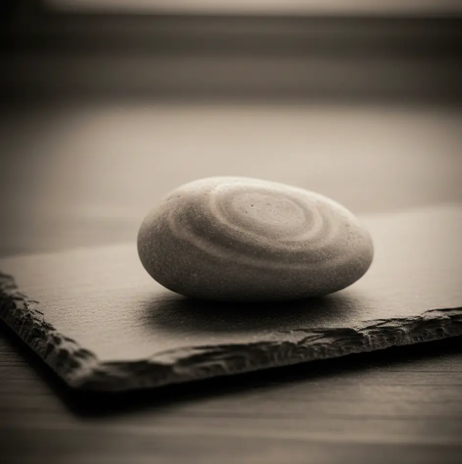 Smooth stone on slate surface